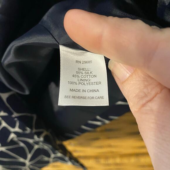 Pendleton Silk Cotton Navy White Abstract Print Blazer Jacket Size 8 - Picture 7 of 11